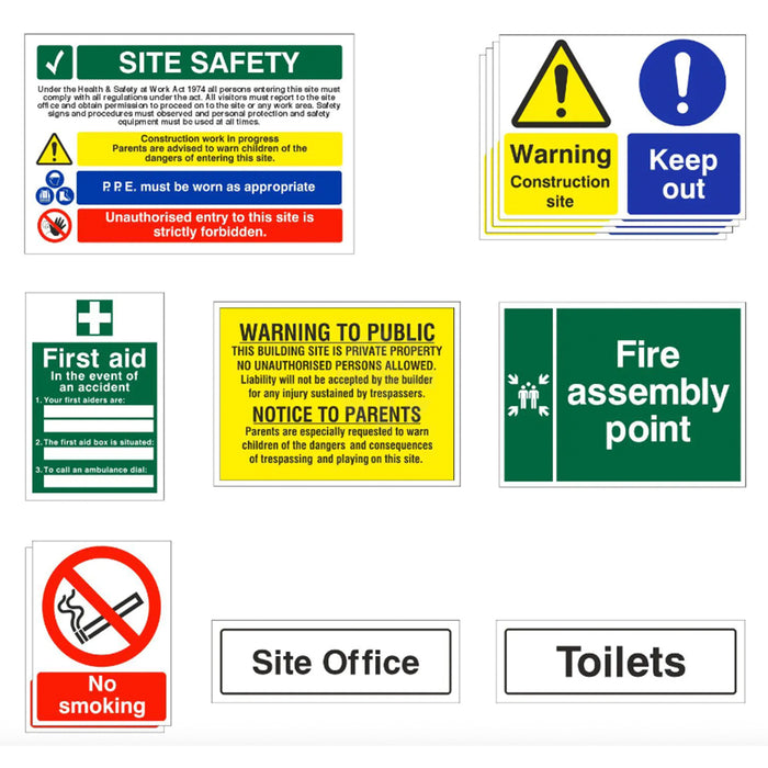 12-Pack Construction Site Safety Signs