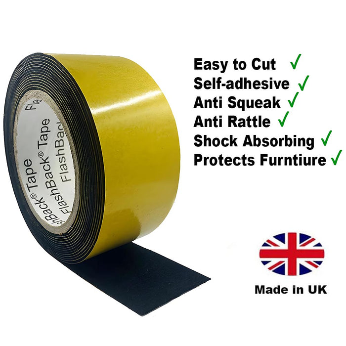 Anti Squeak Rattle Black Felt Sticky Tape Furniture Protection - 50mm x 3m