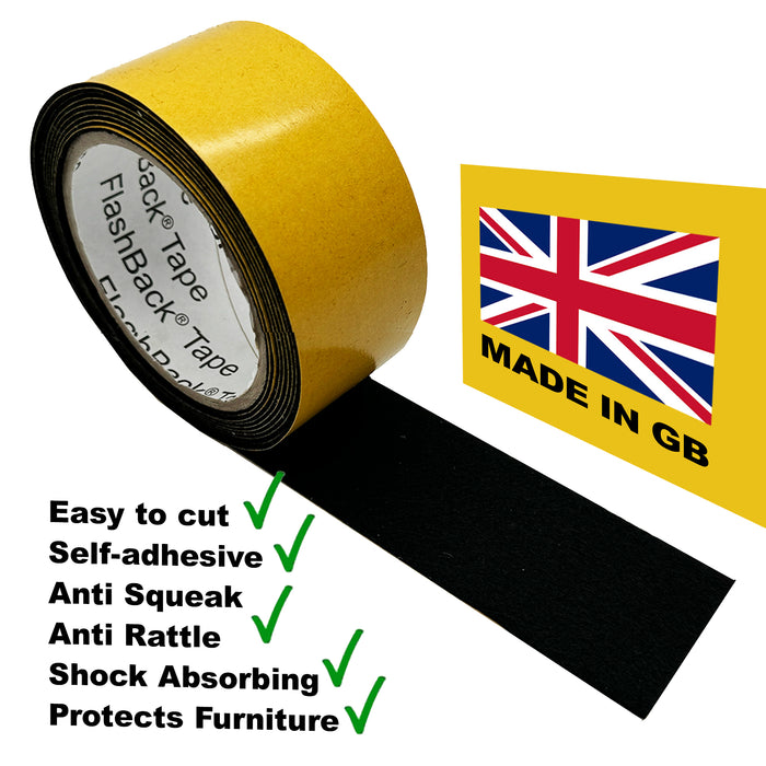 Anti Squeak / Rattle Black Felt Sticky Tape FlashBack® Tape